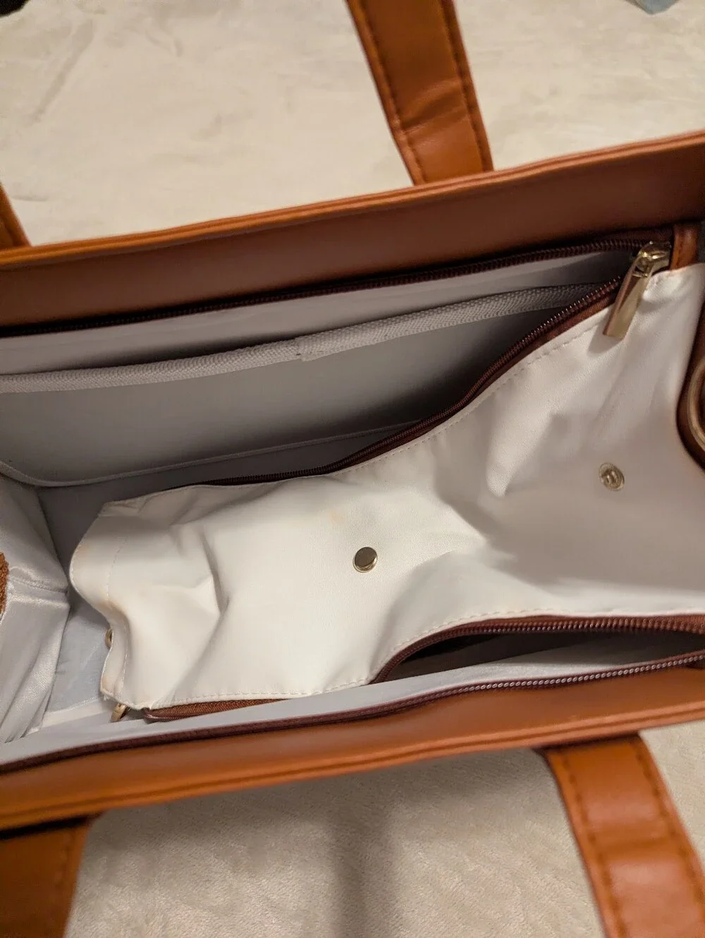 Pet Two-Tone White and Tan Tote Bag